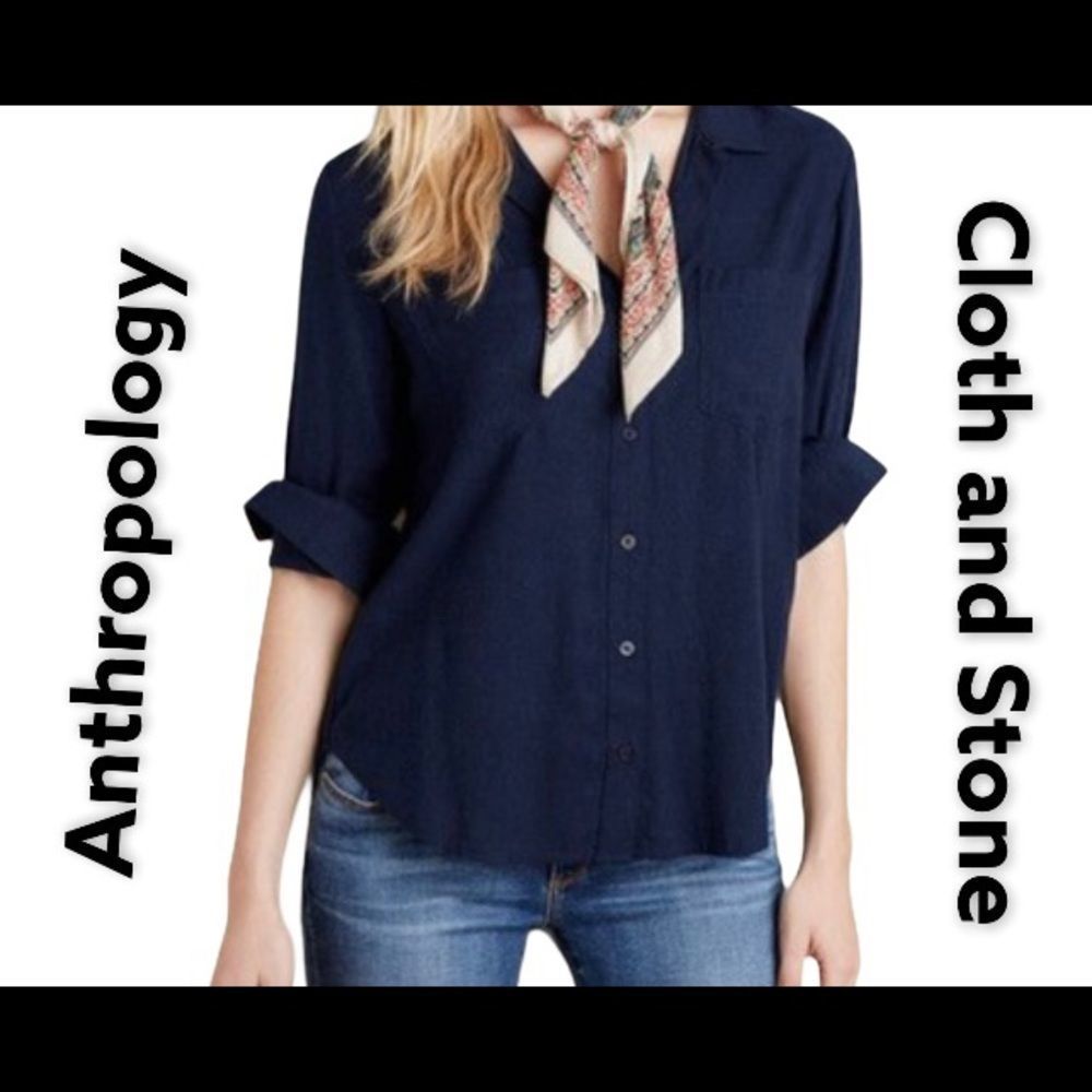 Anthropology Cloth and Stone Button up Navy